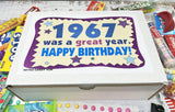 RETRO CANDY YUM ~ 1967 59th Birthday Gift Box of Nostalgic Candy Mix from Childhood for 59 Year Old Man or Woman Born 1967 Jr