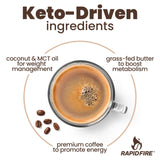 Rapidfire Ketogenic High Performance Instant Coffee Mix, Supports Energy and Metabolism, 15 Servings, brown, 7.93 ounce (pack of 1)