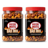 BEER NUTS Habanero Bar Mix - Fiery Hot Habanero Mix Of Peanuts, Corn Sticks & Insane Grain - 12oz Resealable Jar (Pack of 2)