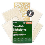 FEBU Swedish Dishcloths for Kitchen | 5 Pack Neutral Reusable Paper Towels Washable | Swedish Dish Towels | Non-Scratch Cellulose Sponge Cloths | No