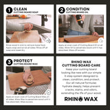 Rhino Wax Cutting Board Cleaning Kit - Includes Cutting Board Foaming Soap, Scrub Brush, Microfiber Cloth - Castile-Based Natural Cleaner - Easy Foam