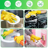 Bgtecho 36 Pairs Rubber Dishwashing Gloves, Reusable Household Cleaning Gloves, Long Kitchen Glove for Washing Dishes, Non Slip Rubber Cleaning Glove