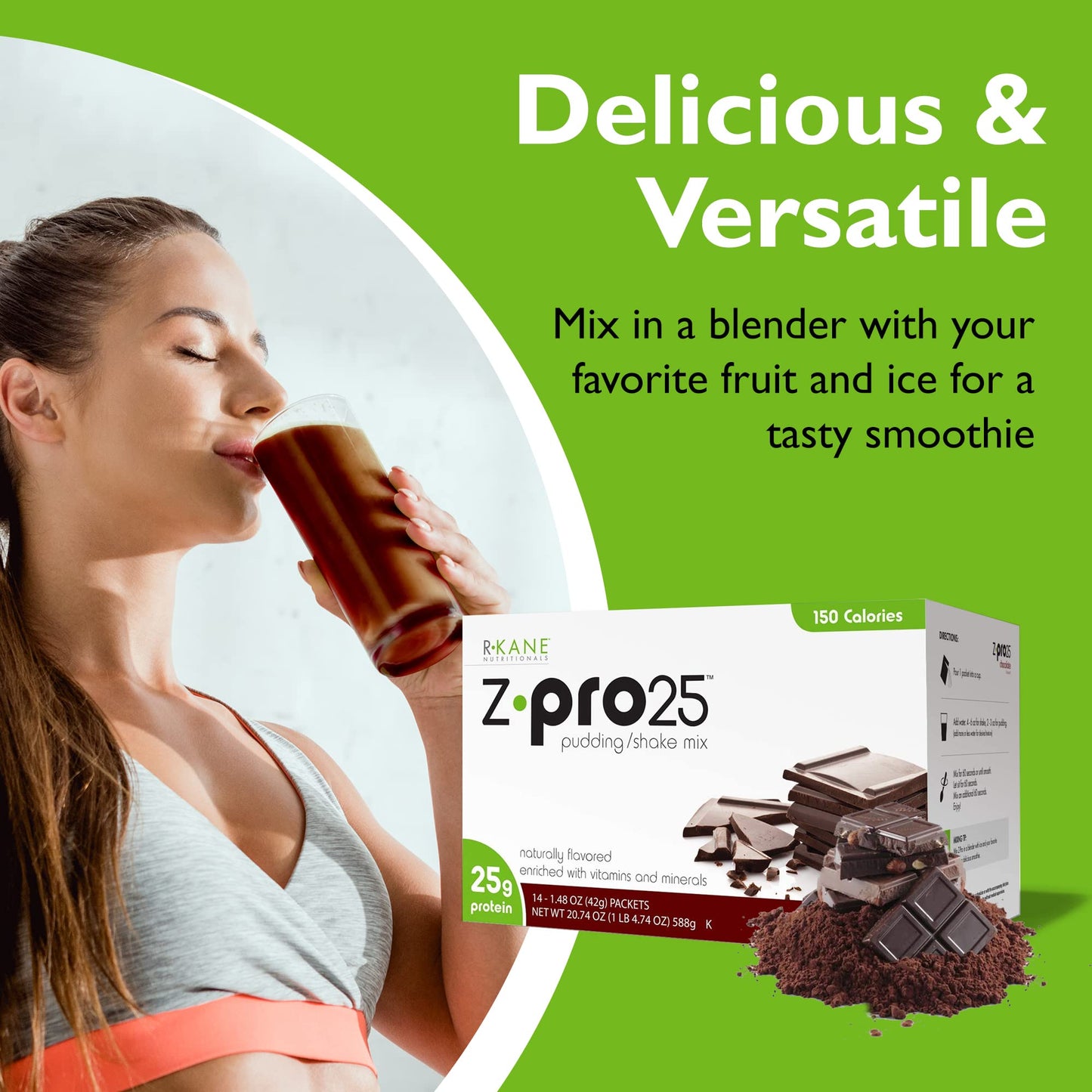 R-Kane Z-Pro 25 Protein Shakes: High Protein Chocolate Shake and Pudding Mix, Weight Loss Chocolate Protein Drinks, Natural Energy Booster Meal