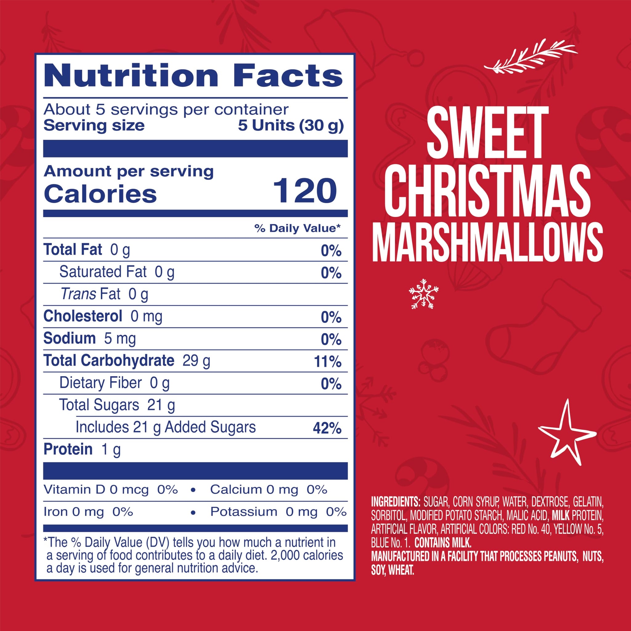 Colombina Sweet Christmas Marshmallows, Soft, Assorted Vanilla Bean Marshmallows, Christmas Trees, Candy Canes, and Santas, 5.1oz (Pack of 1)