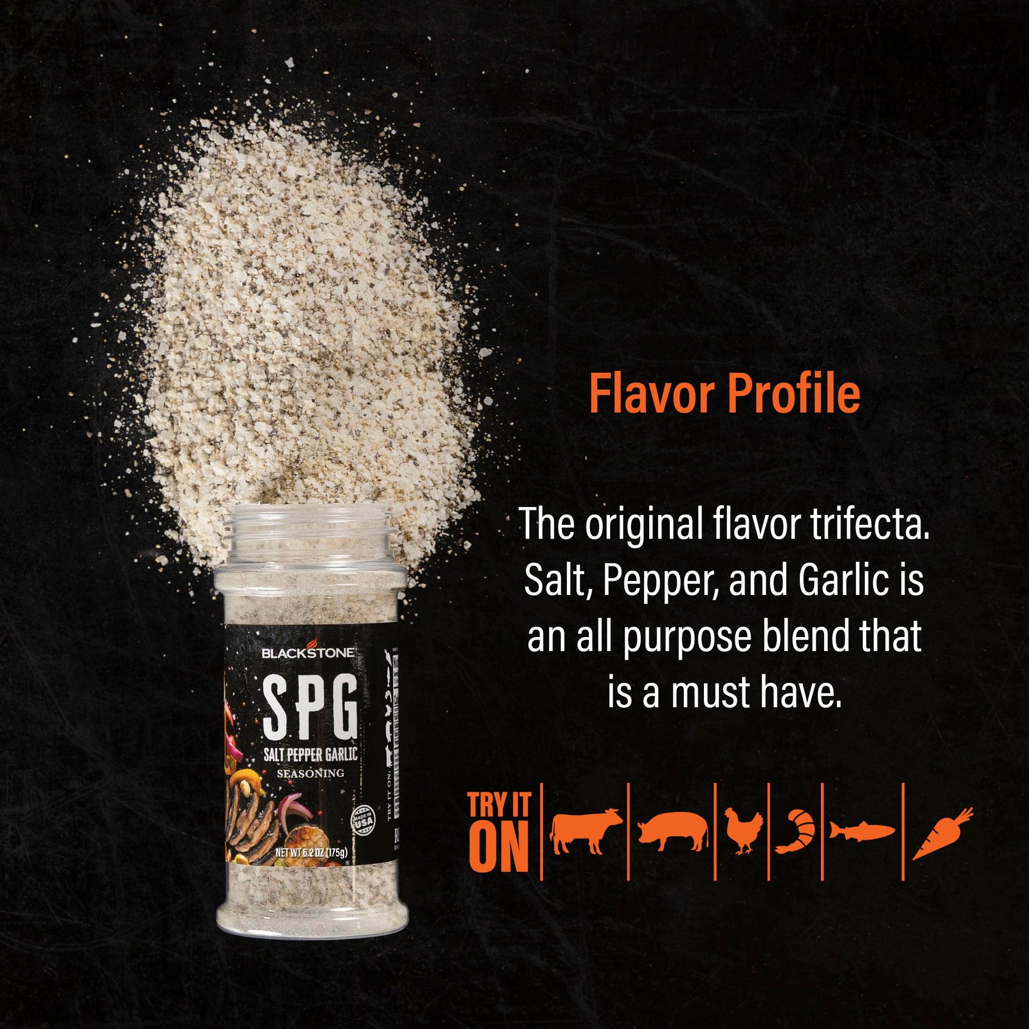 Blackstone 4229 Salt Pepper Garlic (SPG) Seasoning Cooking Chicken, Beef, Fries, Steak, Poultry, Vegetables or Sprinkling On All Foods, All Purpose
