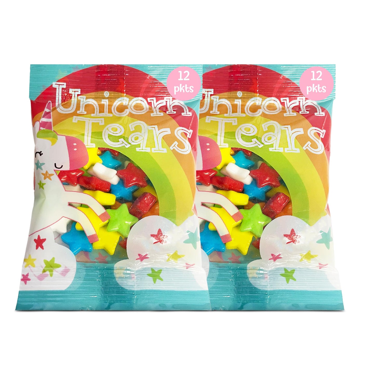24 Ct Unicorn Tears Rainbow Candy Bulk Pack - Sweet Cherry, Lemon, Lime, Orange, Blue Raspberry Fruity Chews - Kosher Easter Snacks - Mini Easter