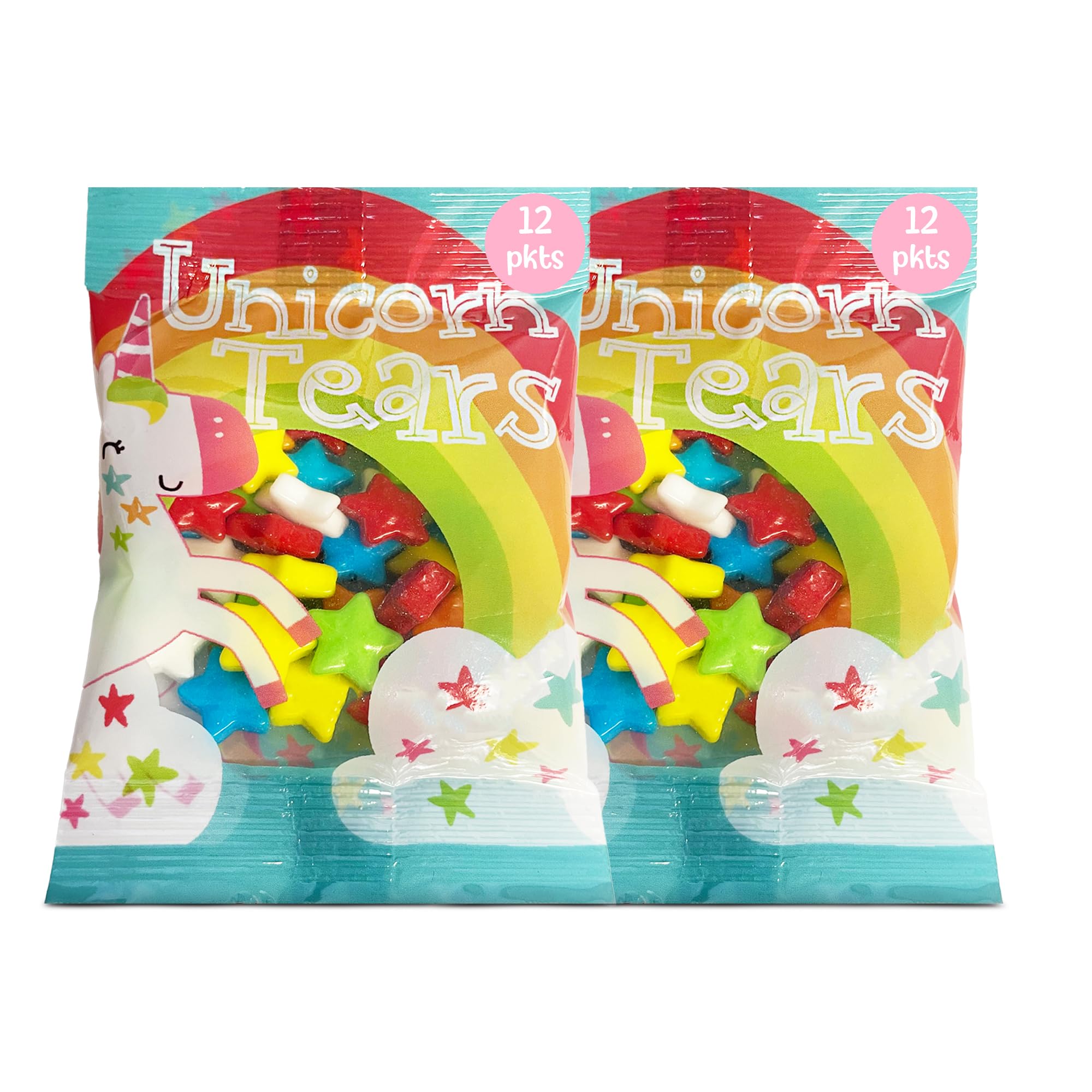 24 Ct Unicorn Tears Rainbow Candy Bulk Pack - Sweet Cherry, Lemon, Lime, Orange, Blue Raspberry Fruity Chews - Kosher Easter Snacks - Mini Easter