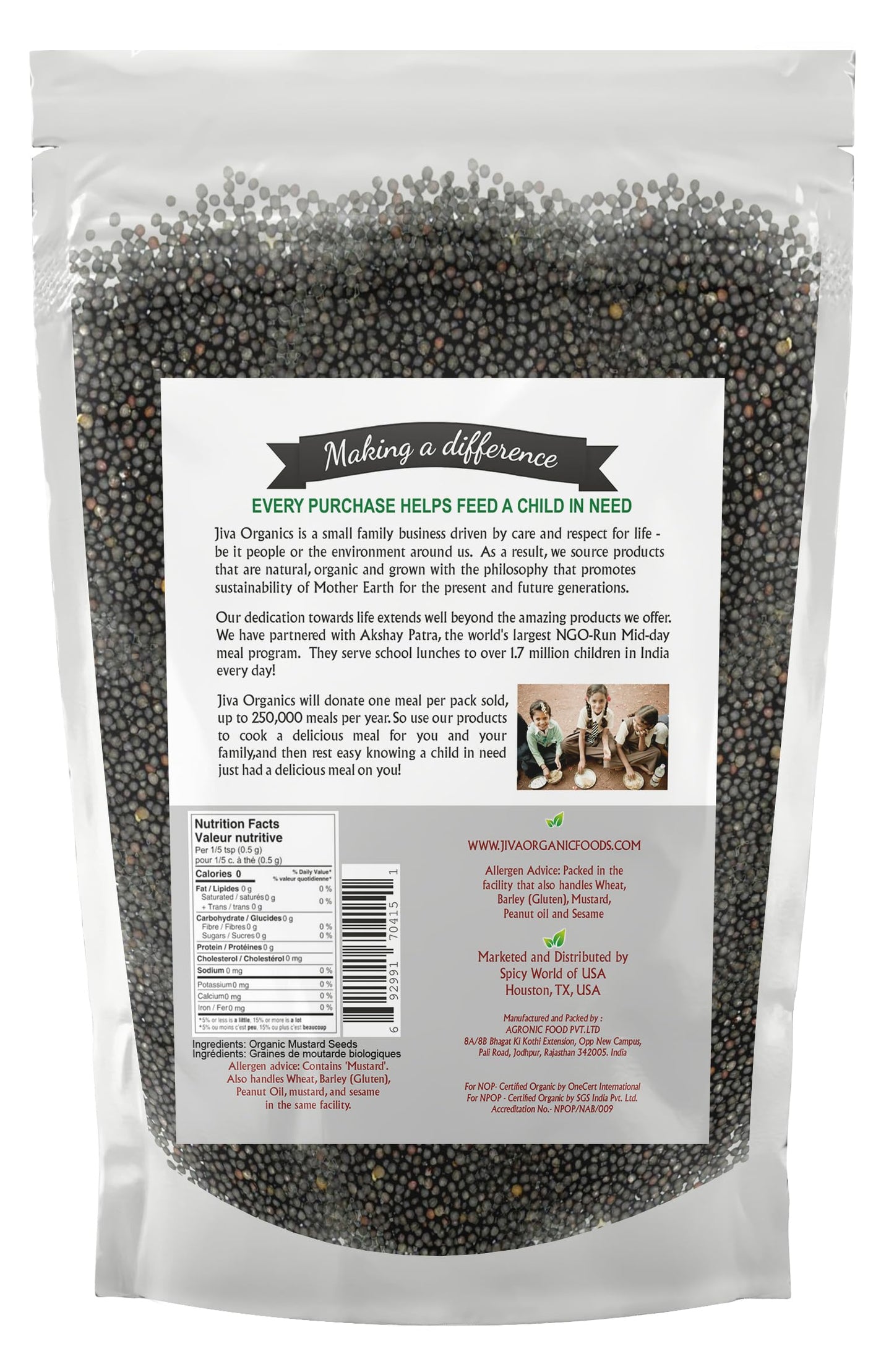 Jiva Organics Organic Black Mustard Seeds 7oz - Non-GMO, Gluten Free, Pungent & Aromatic Spice - 100% Raw & Natural
