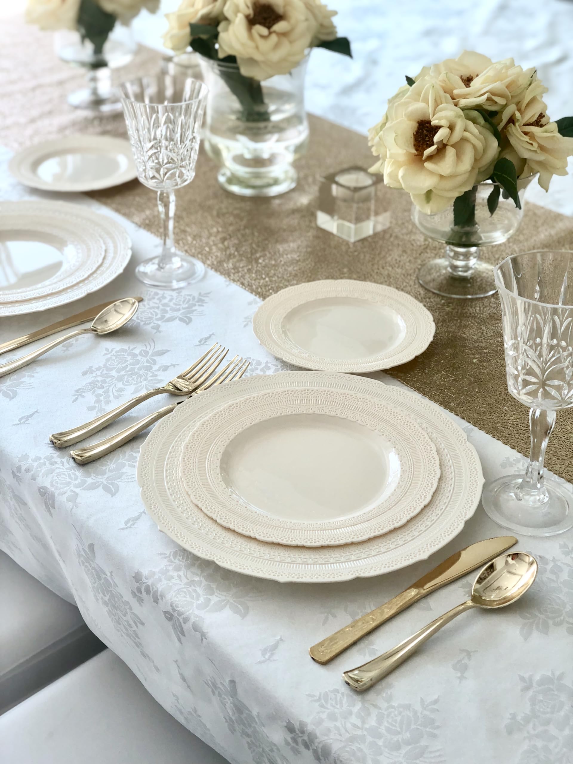 OCCASIONS 240 Piece Heavy Duty Disposable Plastic Dessert Plates 7 Inch - Premium Reusable Party Plates for Wedding, Event, Party Supplies - BPA Free