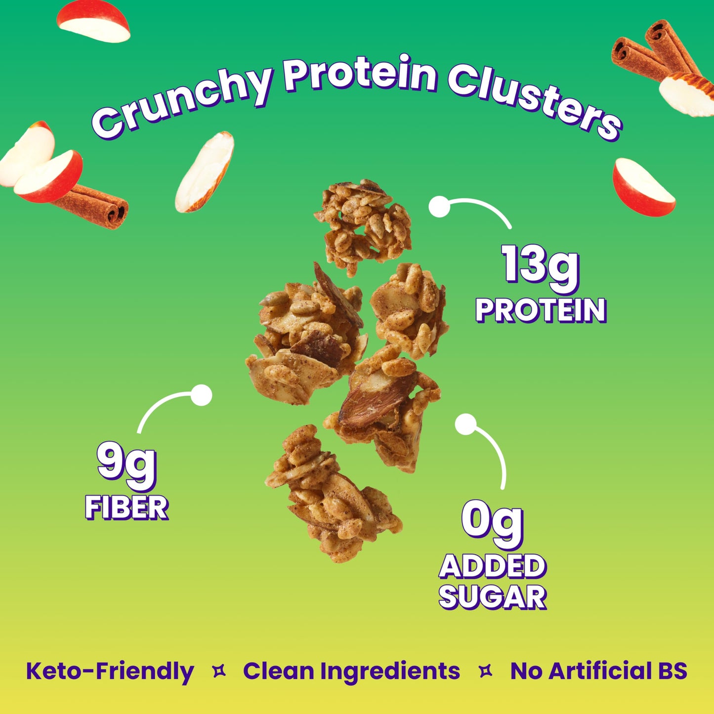 Magic Spoon High Protein Granola Low Sugar - 3 Pack, Apple Cinnamon - Low Carb Sugar Free Protein Snacks & Breakfast Food - Grain & Gluten Free