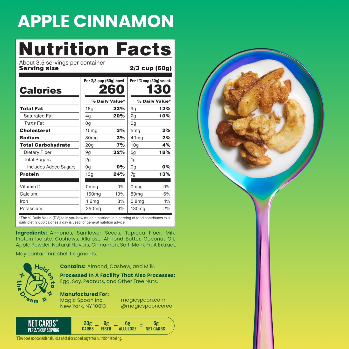 Magic Spoon High Protein Granola Low Sugar - 3 Pack, Apple Cinnamon - Low Carb Sugar Free Protein Snacks & Breakfast Food - Grain & Gluten Free