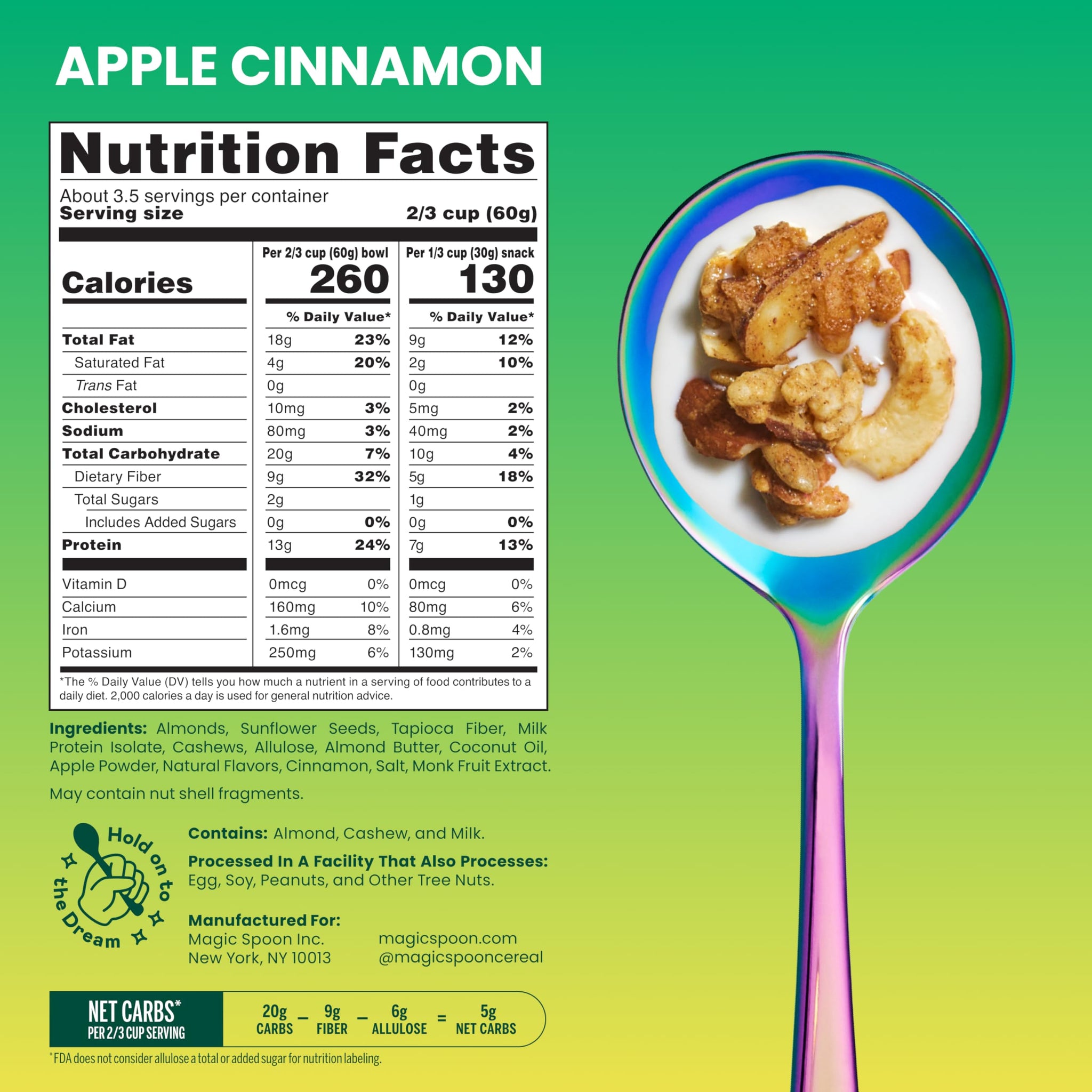 Magic Spoon High Protein Granola Low Sugar - 3 Pack, Apple Cinnamon - Low Carb Sugar Free Protein Snacks & Breakfast Food - Grain & Gluten Free