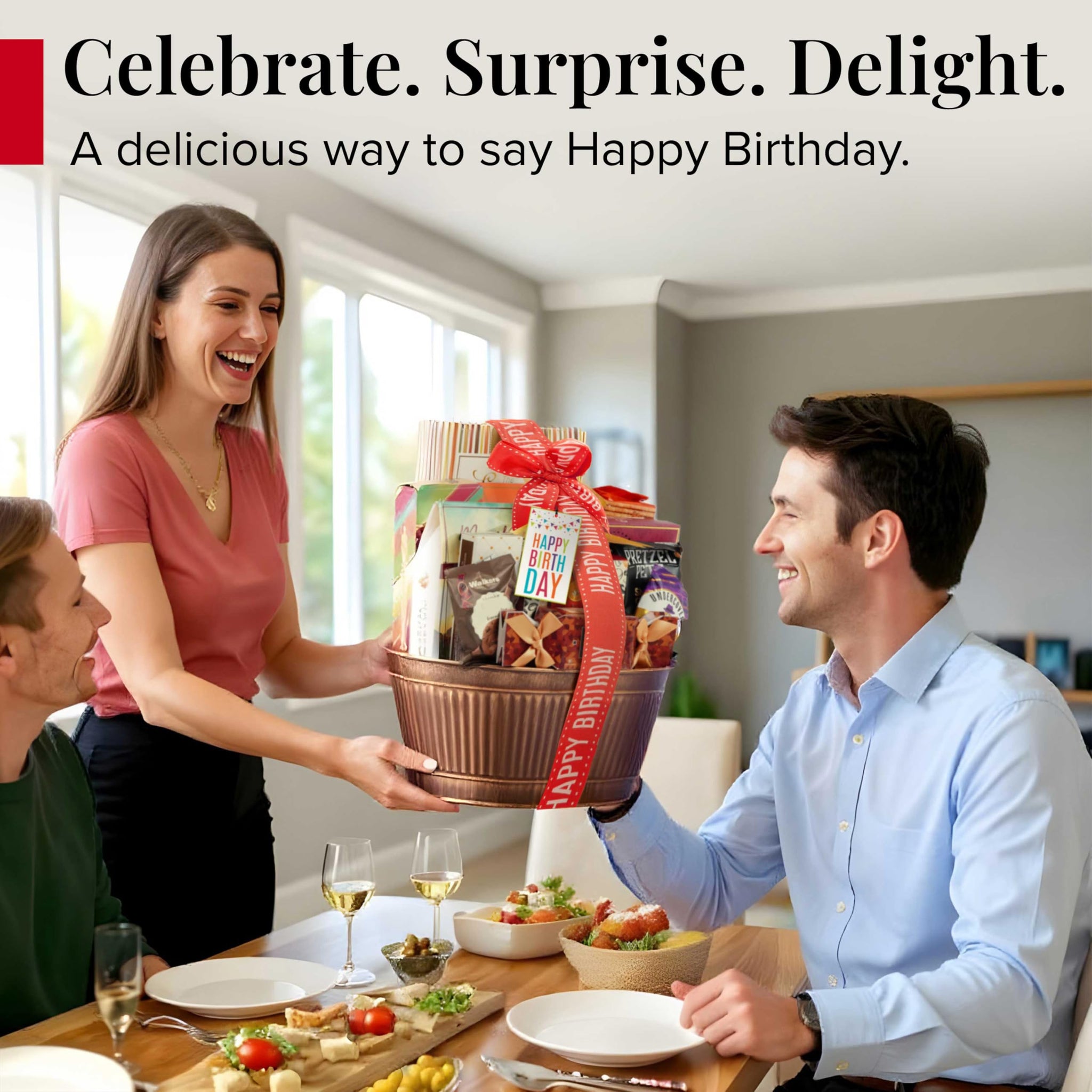 Broadway Basketeers Birthday Gift Basket - Gourmet Snacks & Sweet Treat Box with Cookies, Candy & more - Food Gift Basket for Women, Men & Families
