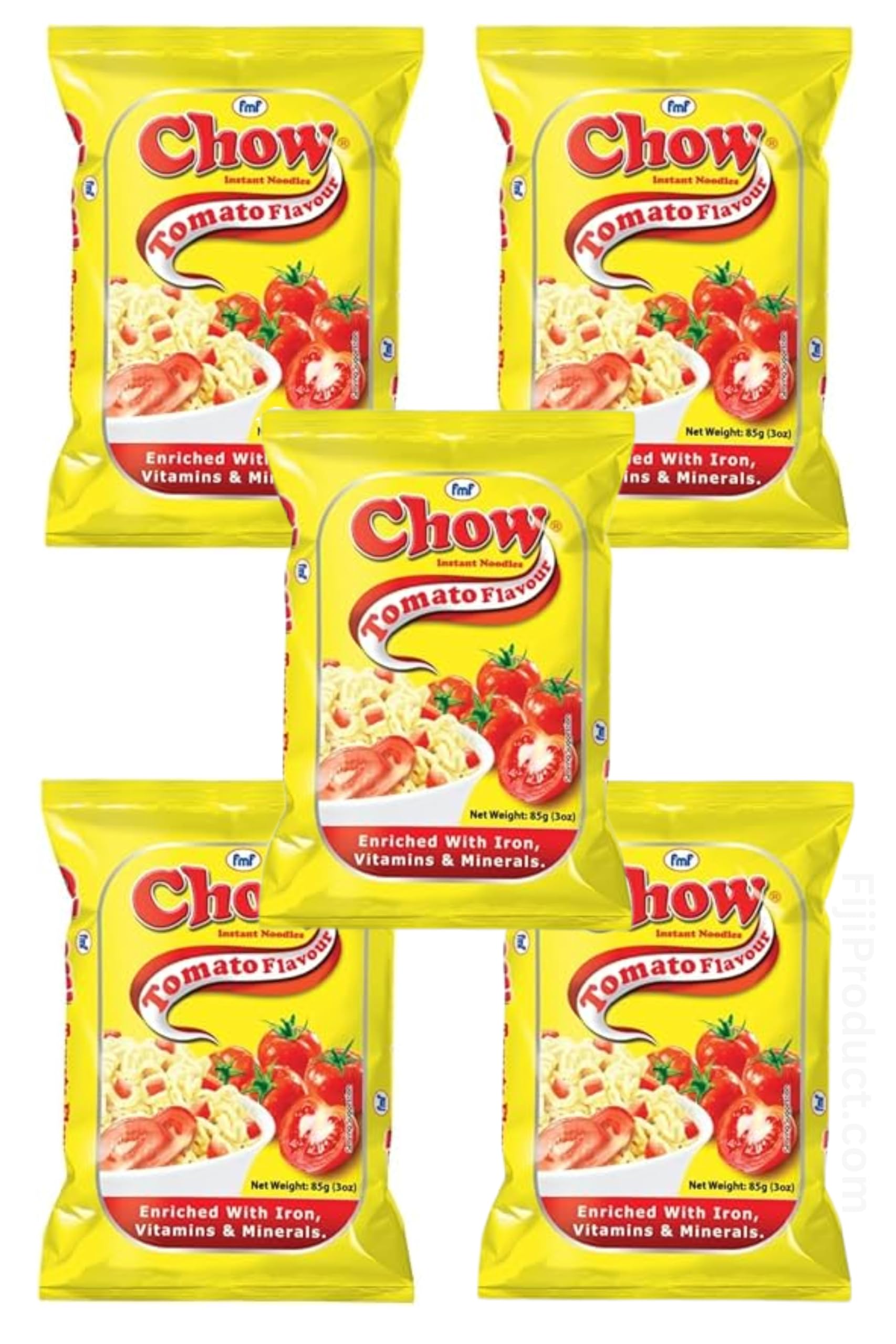 Chow Instant 2 Minutes Noodles - TOMATO Flavor with Seasonings (Pack of 5 Packs x 85g) So Delicious Meal ... HALAL