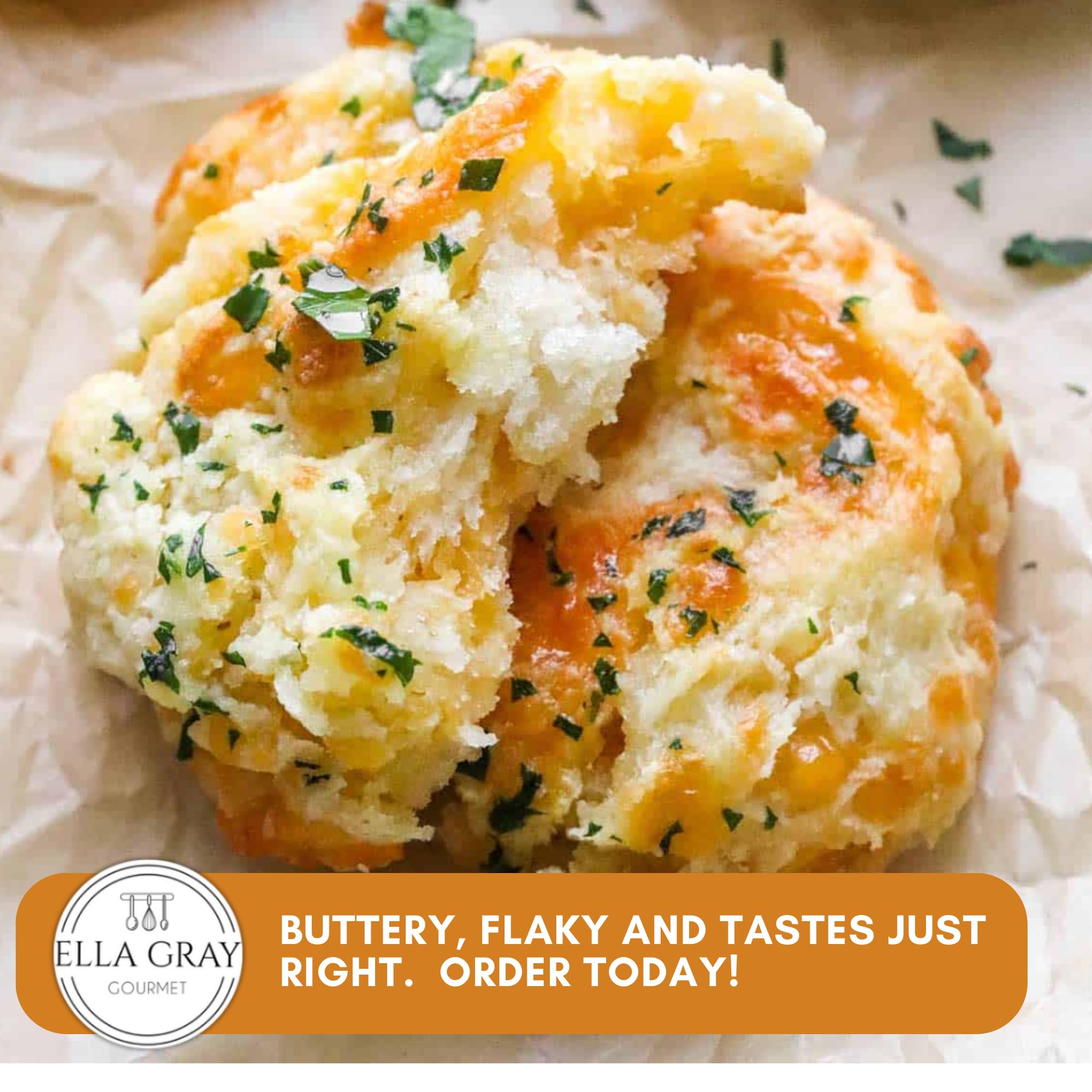 Ella Gray Gourmet Cheddar & Herb Biscuit Mix - 600g Makes a Double Batch Easy to Make Recipe Just add water and cheese and goes great dinner or save