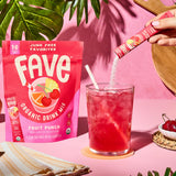 FAVE USDA Organic Fruit Punch Drink Mix, 16 Stick Pouch | No Artificial Colors or Flavors, Non-GMO