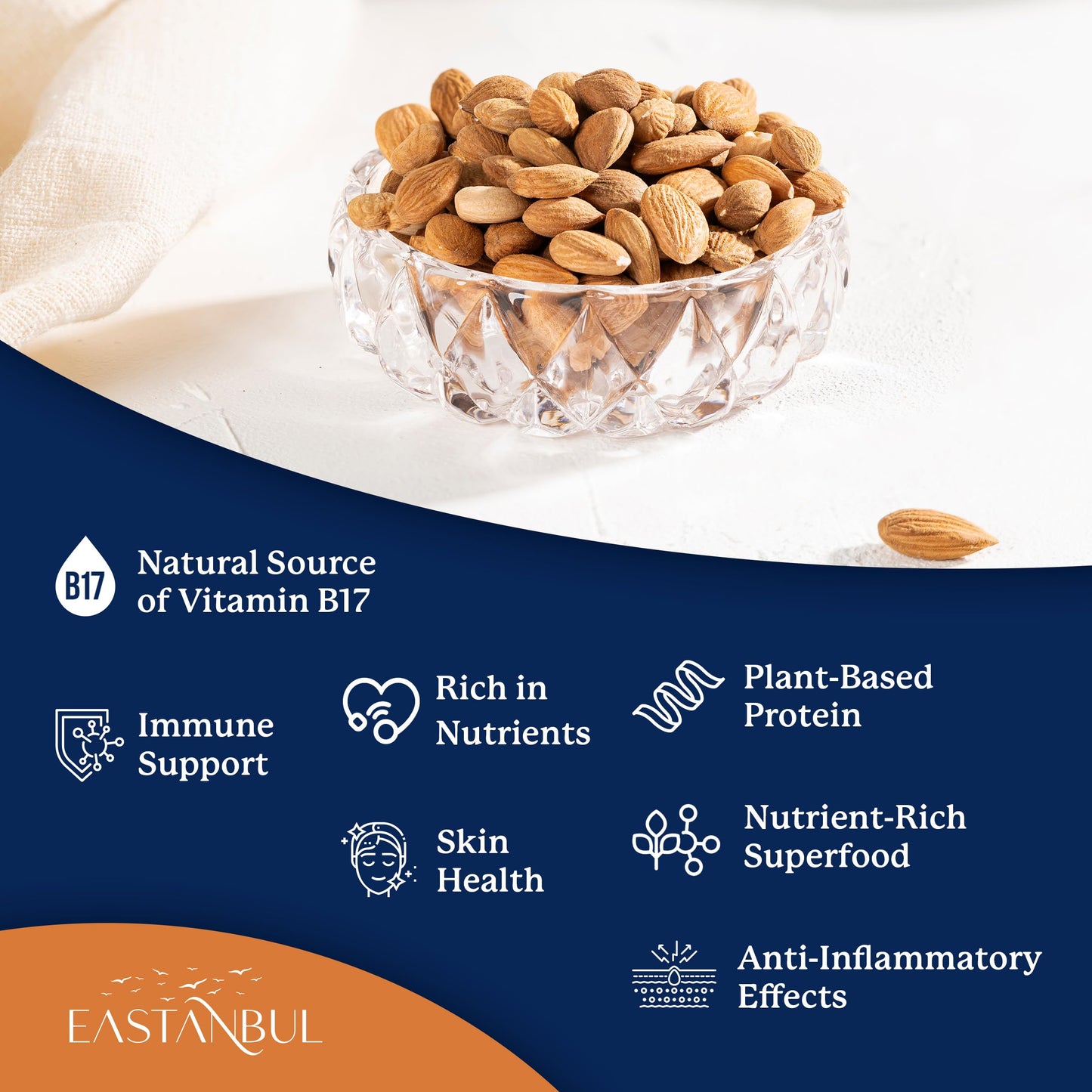 Eastanbul Apricot Seeds, Sweet Apricot Kernels 10oz, Natural Raw Dried Seeds, Semillas Albaricoque, Almondy from Turkey, Vegan, Gluten Free, Non GMO