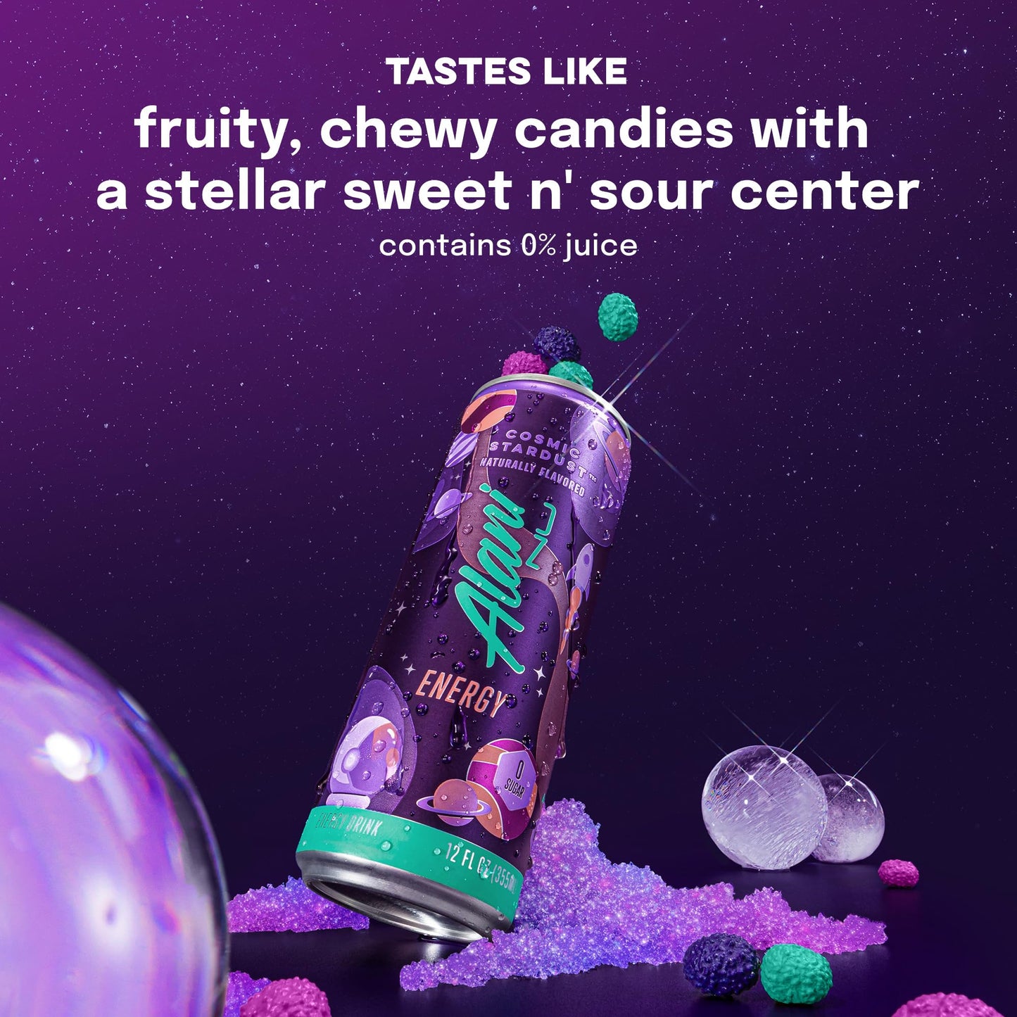 Alani Nu COSMIC STARDUST, Sugar Free, Low Calorie Energy Drinks, 200mg Caffeine, Biotin, B Vitamins, Zero Sugar, 10 Calories, 12 Fl Oz Cans, 12 Pack