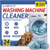 STREALE Washing Machine Cleaner Tablets for Pet Owners -24Pack, Deep Clean Descaler,Tackles Cat & Dog Hair,Freshens Odors & Laundry Detergent