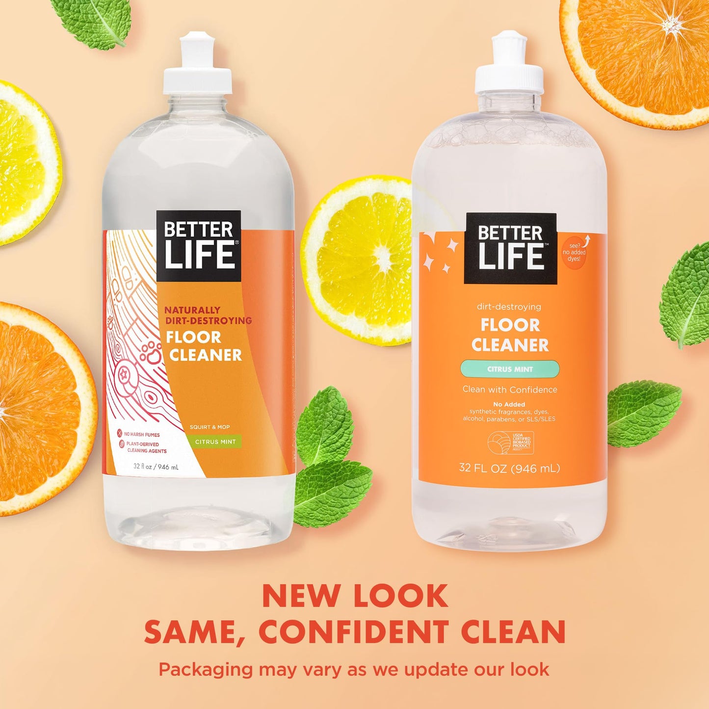 Better Life Floor Cleaner - Liquid Multipurpose Cleaner for Wood, Tile, Laminate, Vinyl, Bamboo - Hardwood Floor Cleaner for Mopping - Citrus Mint