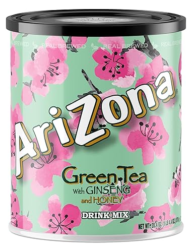 AriZona Green Tea - Sugar Sweetened Powdered Drink Mix - 20.4oz Canister, Makes 8 Quarts (Pack of 12)