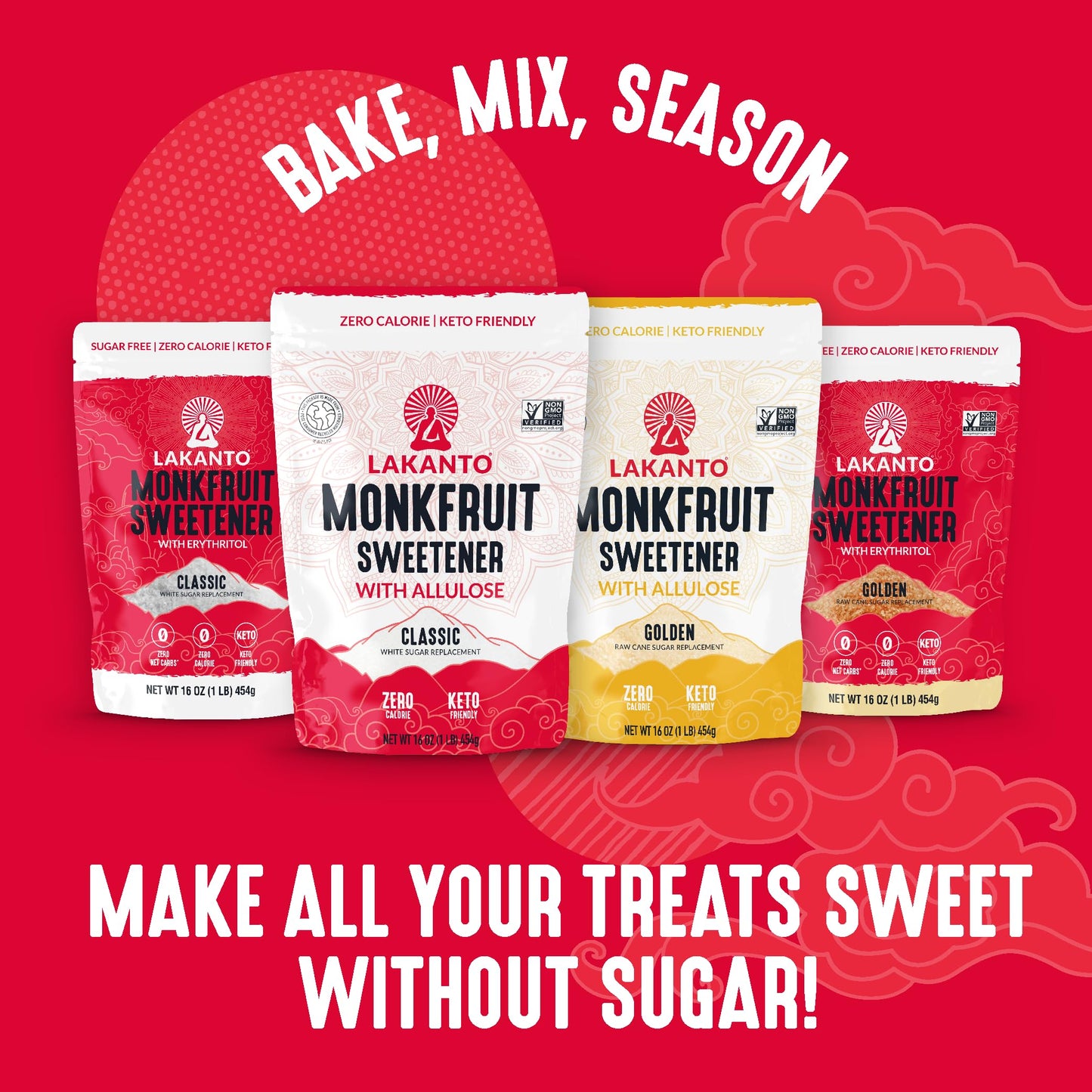 Lakanto Pure Monk Fruit Sweetener Extract Powder - Erythritol Free, High Purity MV50, Mogroside 50, Great for Coffee, Tea, Smoothies, Desserts, Jams
