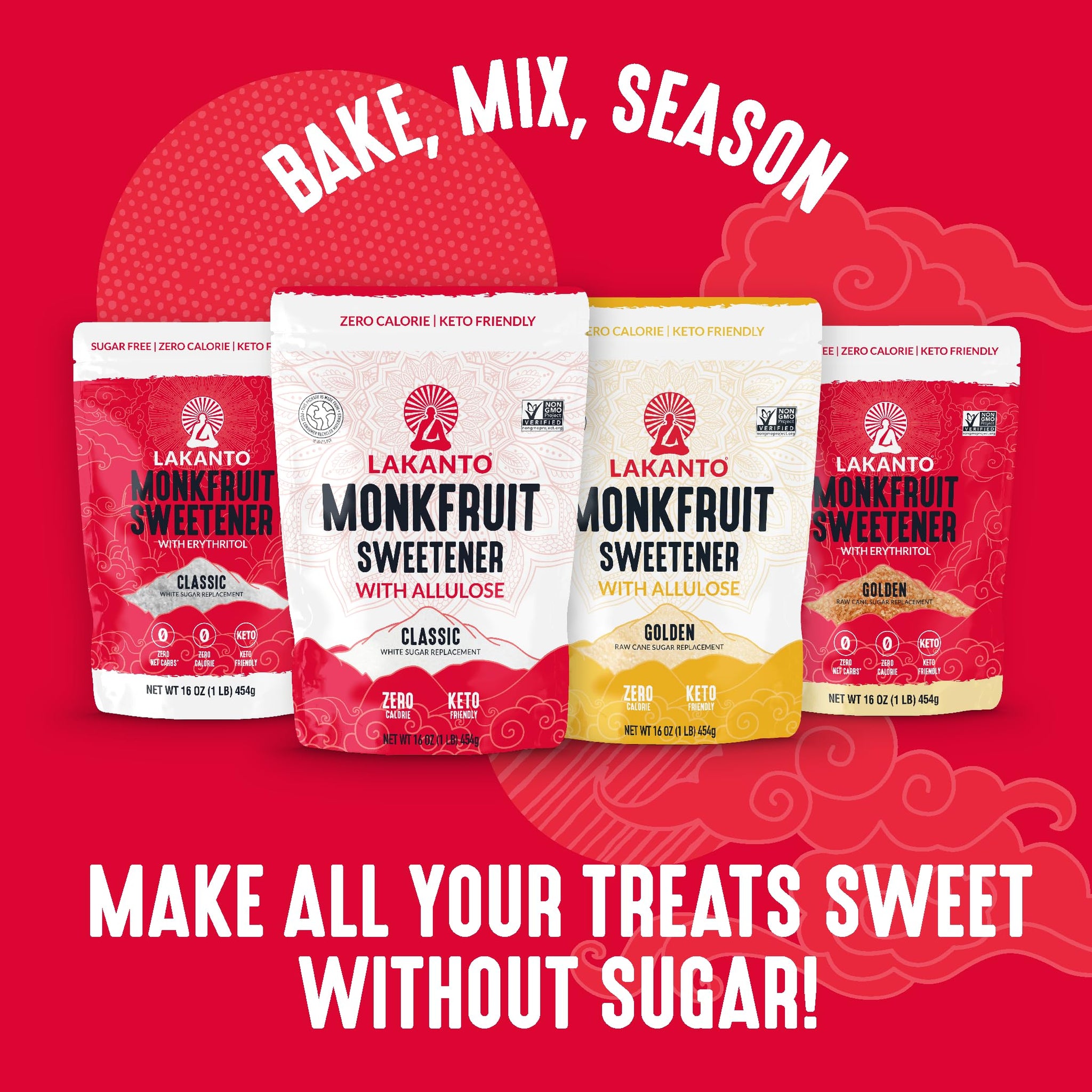 Lakanto Pure Monk Fruit Sweetener Extract Powder - Erythritol Free, High Purity MV50, Mogroside 50, Great for Coffee, Tea, Smoothies, Desserts, Jams