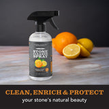 CLARK'S Stone & Quartz Cleaner Countertop with Microfiber Cloth, Citrus Scent - Granite Countertop Cleaner and Polish for Marble Cleaning - Clean