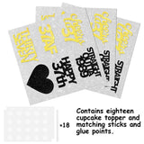 18pcs Black Gold Glitter Dessert Cupcake Pick for Straight Outta 1989 Cheer to 37 Years Old Theme Decor Supplies Happy 37th Birthday Party Decoration