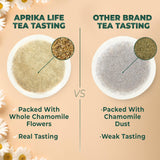 100% Pure Chamomile Tea - Only Flowers without Stems, Chamomile Tea Bags Caffeine Free, 60 count, Calming Tea Te De Manzanilla by Aprika Life