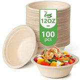Green Swan Disposable Paper Bowls, 12 Oz [100 Pack] Large Bowl-100% Compostable, Biodegradable, Eco-Friendly Natural Colour Bowls - Convenient