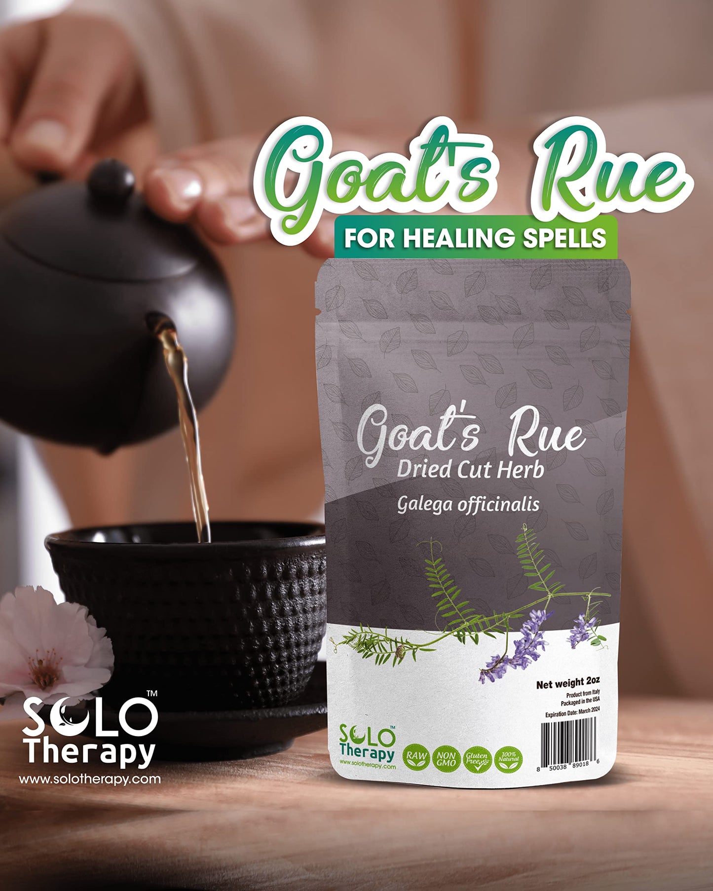 Goats Rue Herb 2 oz, C/S, Galega officinalis, Goat's Rue Tea, Resealable Bag, Goats Rue Leaves c/s, Product From Italy