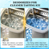Bellaluce Ice Machine Cleaner Tablets Descaler (32 Pack) - Nickel-Safe Countertop Portable Commercial Ice Maker Cleaning - Remove Hard Water Buildup