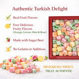 Assorted Turkish Delight (Small Cut/Ku? Lokumu) 400g - Fruit Flavored Lokum (Rose, Lemon, Orange, Mint) - Soft & Fresh, Coconut Coated, Traditional