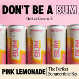 BUM Sugar-Free Energy Drink, Pink Lemonade - Lightly Carbonated & No Artificial Colors, Natural Caffeine & Citicoline for Energy & Focus, Brain Boost