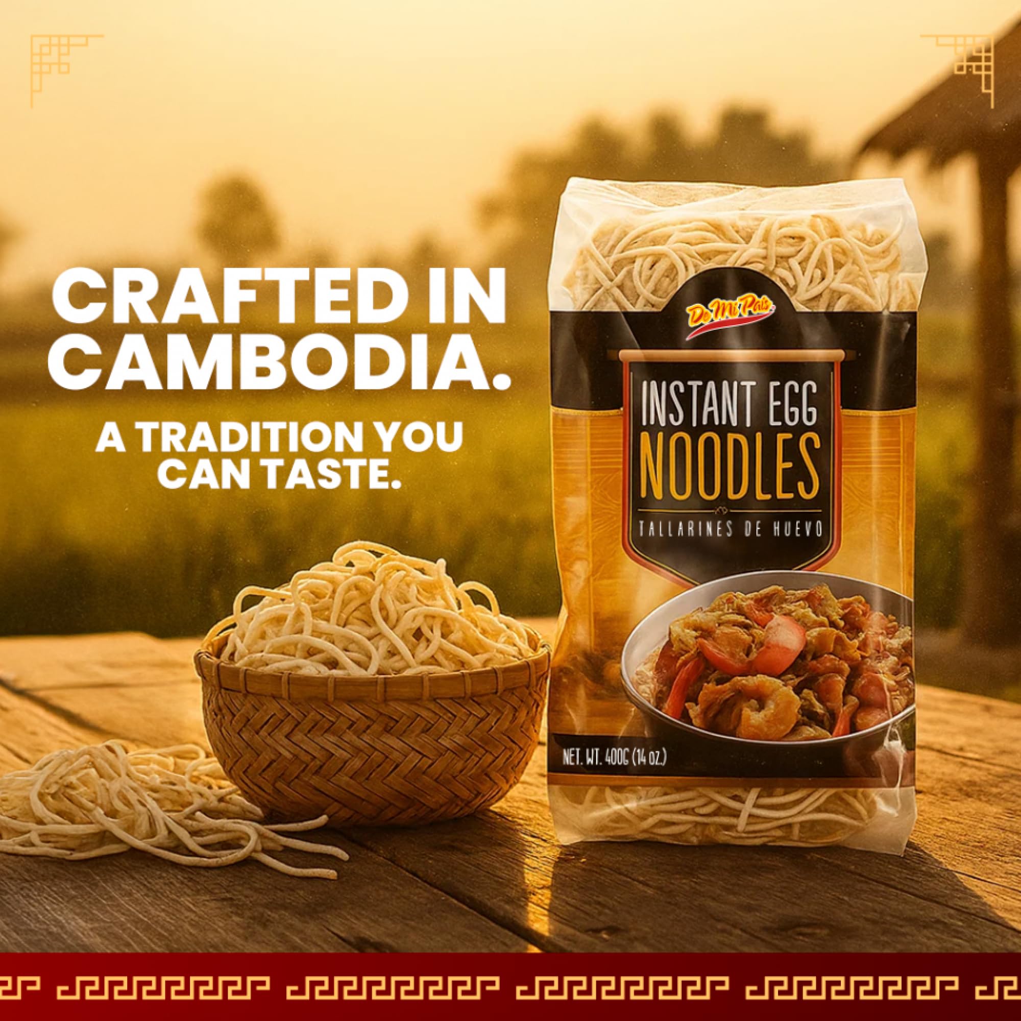 De Mi Pais Egg Noodles - Instant Egg Noodles for Soup, Stir-Fry, Pasta or Ramen Recipes; Traditional Noodles Eggs Crafted in Cambodia Using