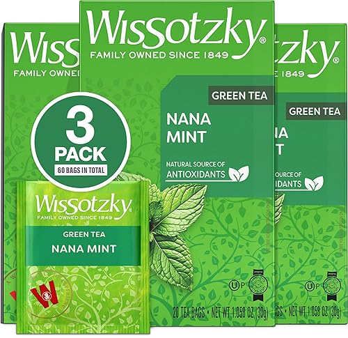Wissotzky Nana Mint Green Tea (3 Pack - 60 Tea Bags) | Antioxidant Rich | Moroccan Mint Tea Bags | Revitalizing Nana Tea