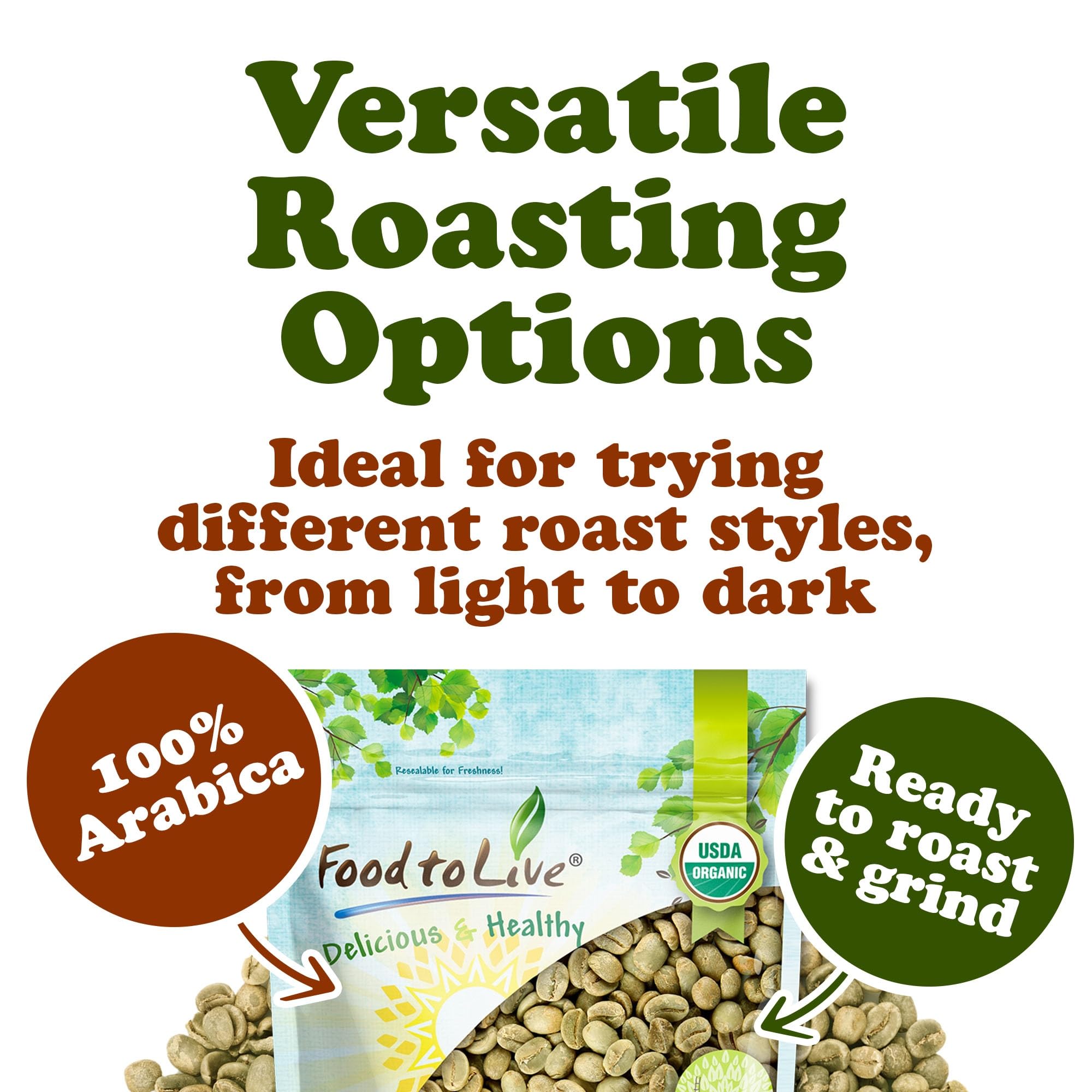 Food to Live Organic Colombian Huila Arabica Green Coffee Beans, 12 Ounces - Whole, Unroasted, Washed Bean. Single Origin. Fresh Crop. No-GMO, Vegan