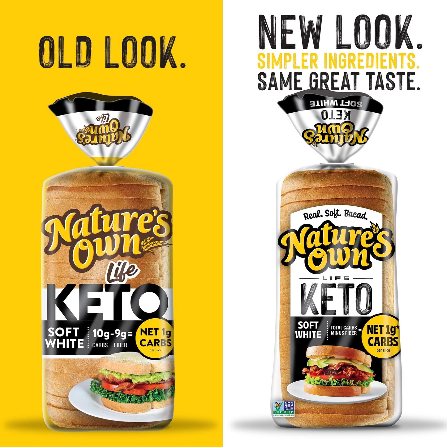 Nature's Own Life Keto Soft White Bread, Net 1 Carb Sliced White Non-GMO Keto Bread, 16 oz Loaf