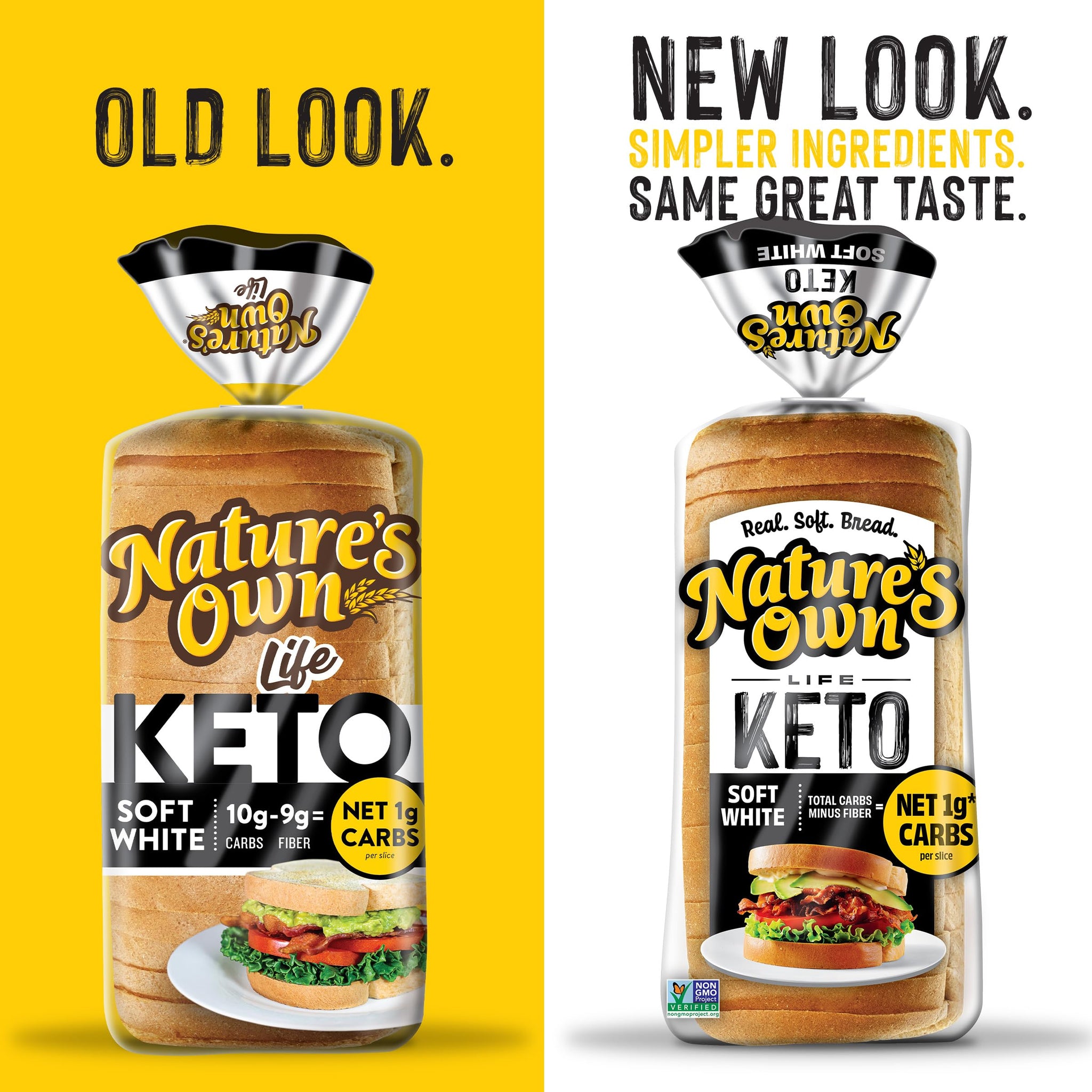Nature's Own Life Keto Soft White Bread, Net 1 Carb Sliced White Non-GMO Keto Bread, 16 oz Loaf