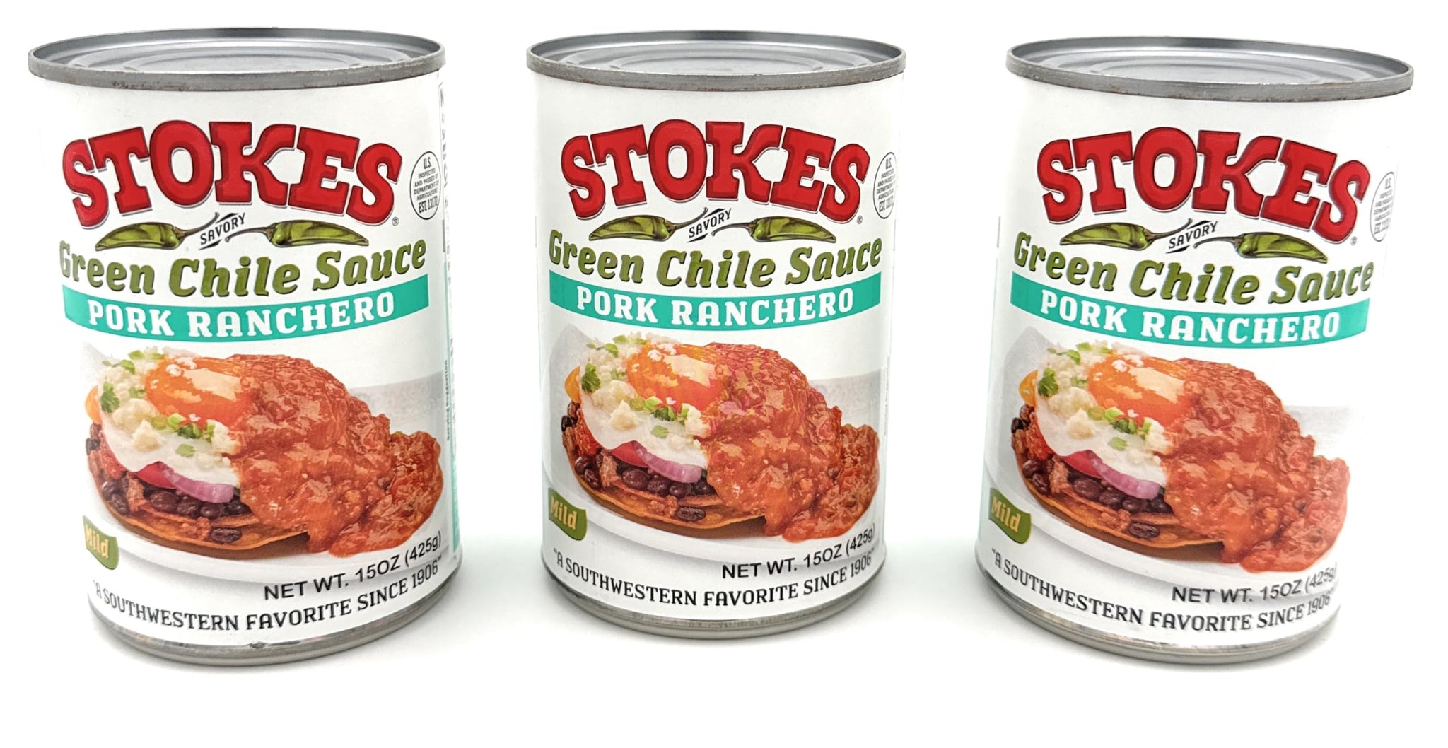Gluten Free Pork Ranchero Sauce, 3 Pack, Stokes, Green Chile & Tomato Based