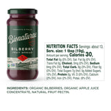Bionaturae Organic Bilberry Fruit Spread - Jelly Organic, Non-GMO, USDA Certified, No Sugar Added, No Preservatives, Organic Fruit Jam, Jam Organic