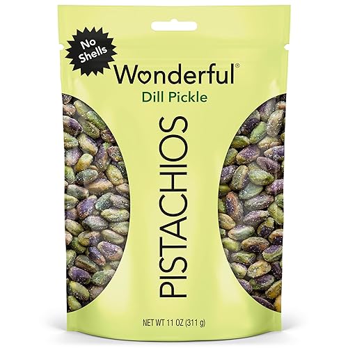 Wonderful Pistachios No Shells Dill Pickle Nuts, 11 Ounce Resealable Bag, Protein Snacks, Gluten Free, Healthy Snacks