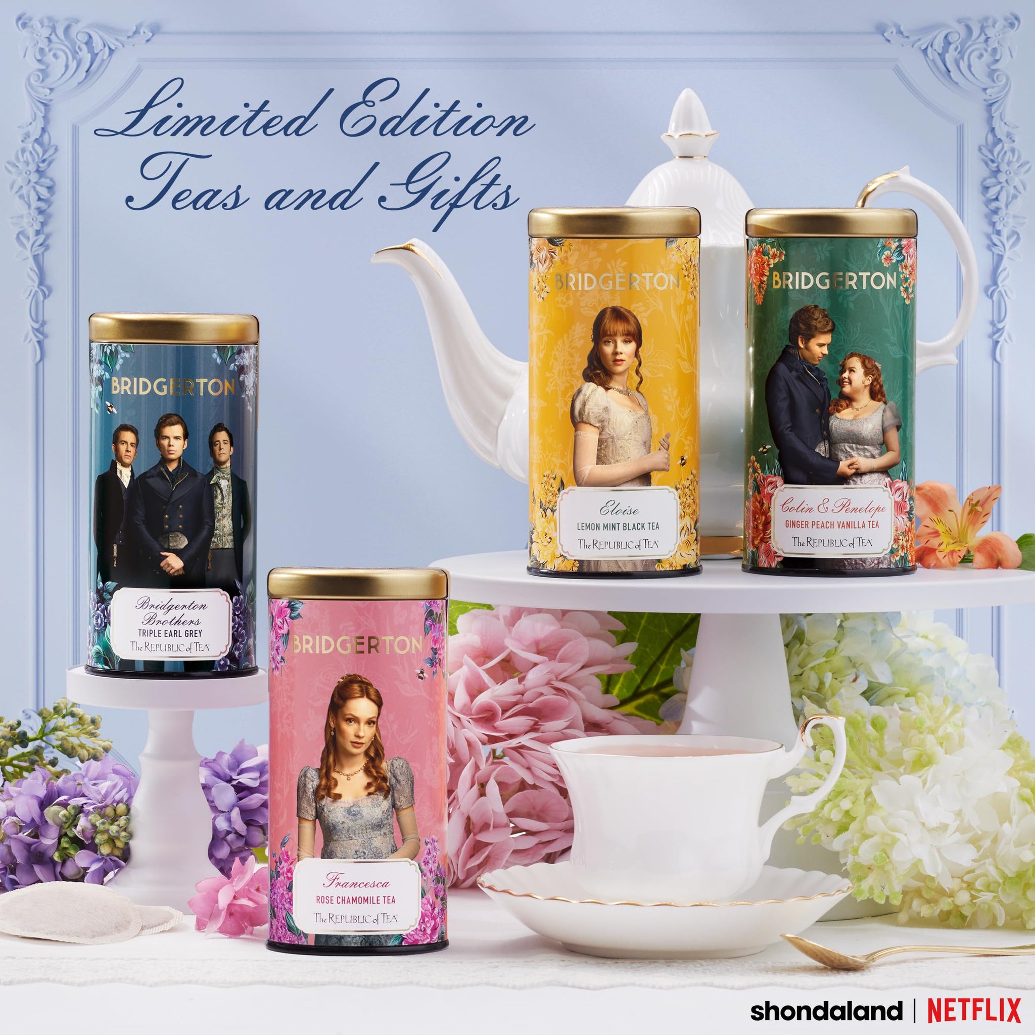 The Republic of Tea - Bridgerton Colin & Penelope Ginger Peach Vanilla Black Tea, 36 Tea Bags