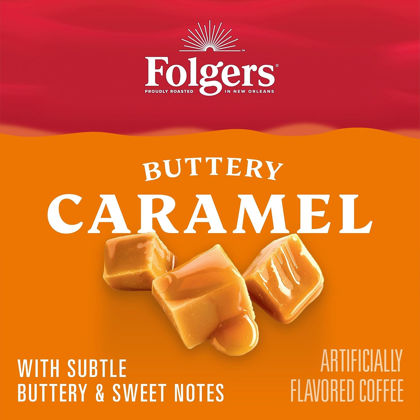 Folgers Buttery Caramel Artificially Flavored Coffee, Keurig K-Cup Pods, 10 Count Box