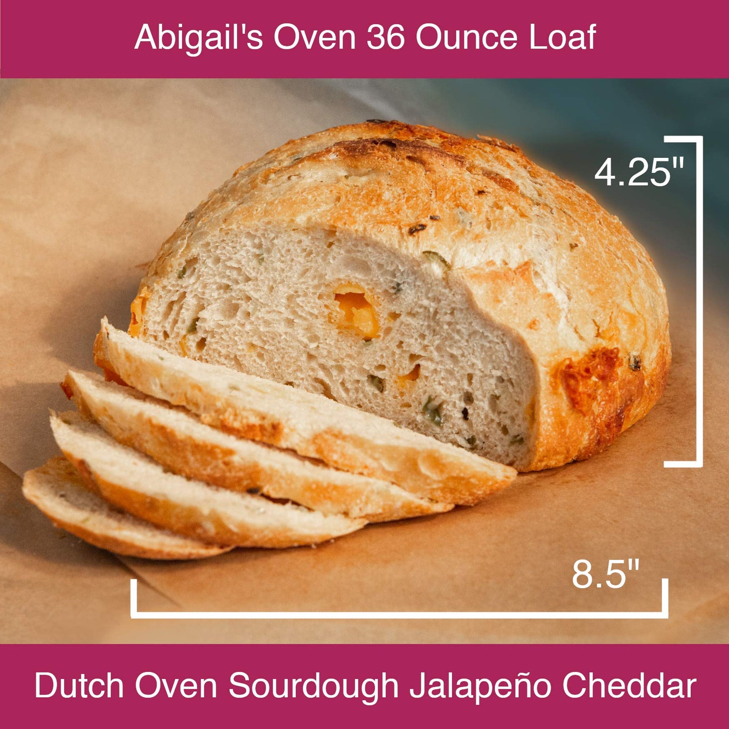 Fresh Sourdough Bread - San Francisco Bakery Style Dutch Oven Jalapeño Cheddar Loaf - Hand-made - Natural - 1 Sliced Artisan Round 36 oz