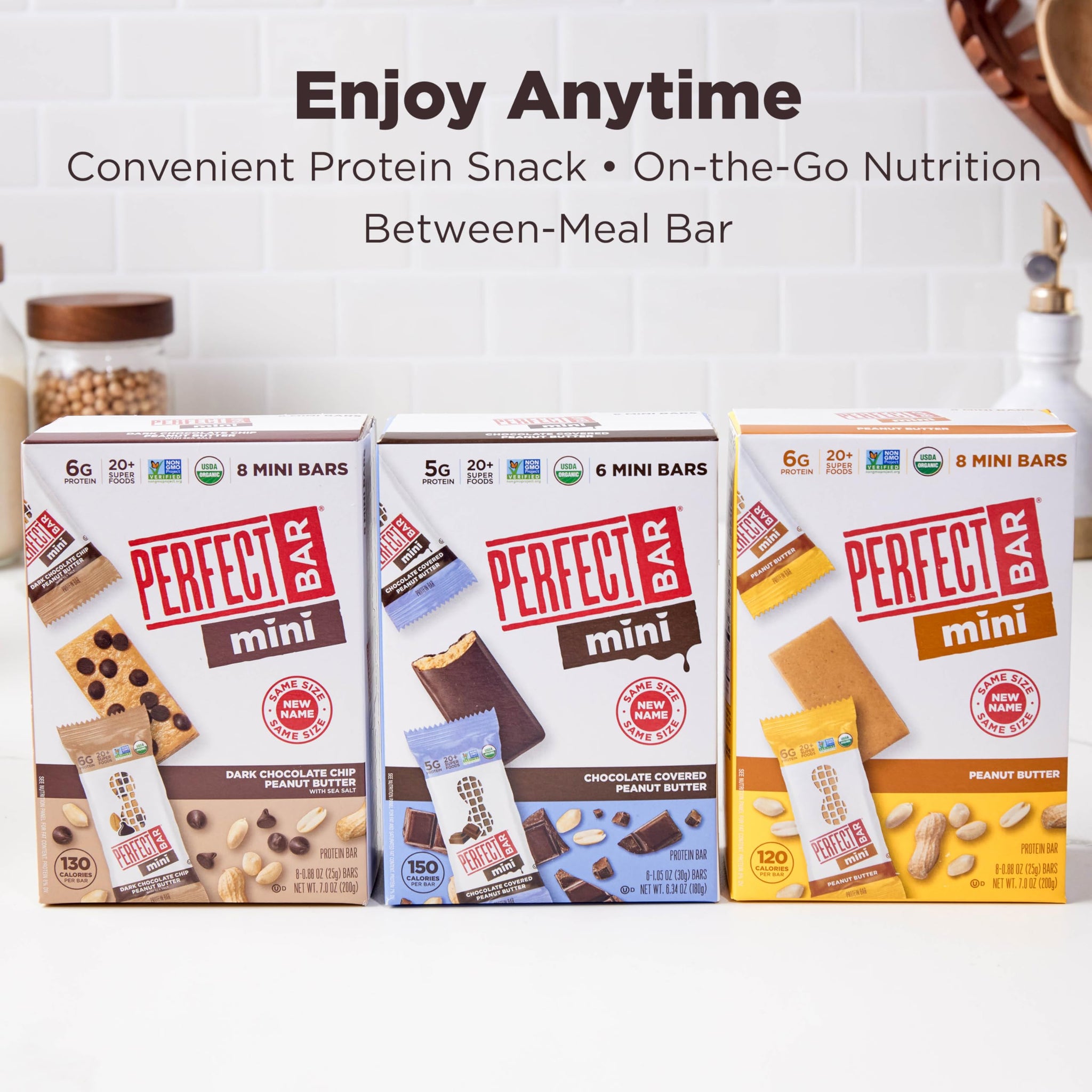 Perfect Bar Mini Protein Bars, Peanut Butter and Dark Chocolate Chip Peanut Butter Variety Pack, Gluten Free, Made with Organic Honey, Cookie Dough