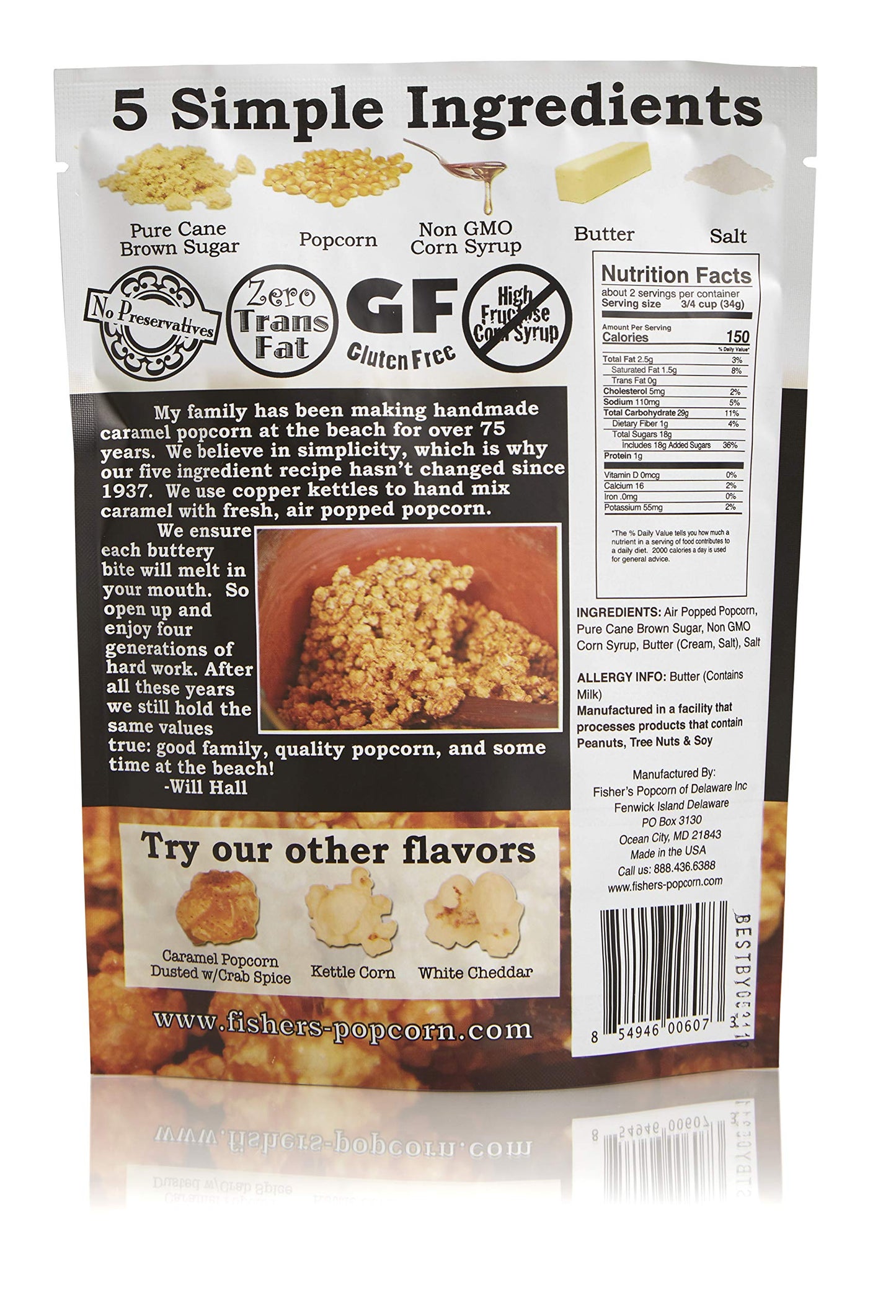 Fisher's Popcorn | Caramel Flavor | 2oz Bag | 50-Pack