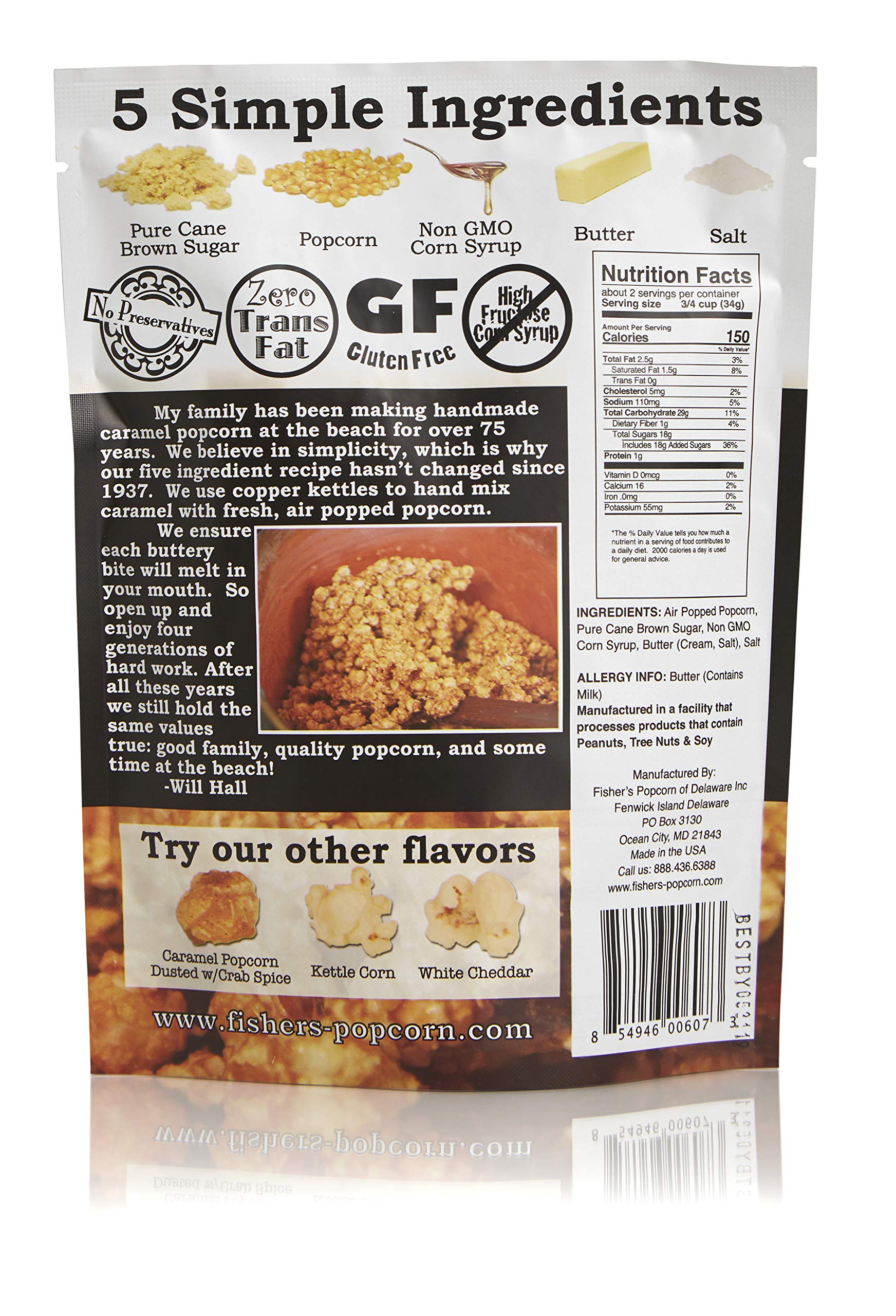 Fisher's Popcorn | Caramel Flavor | 2oz Bag | 50-Pack
