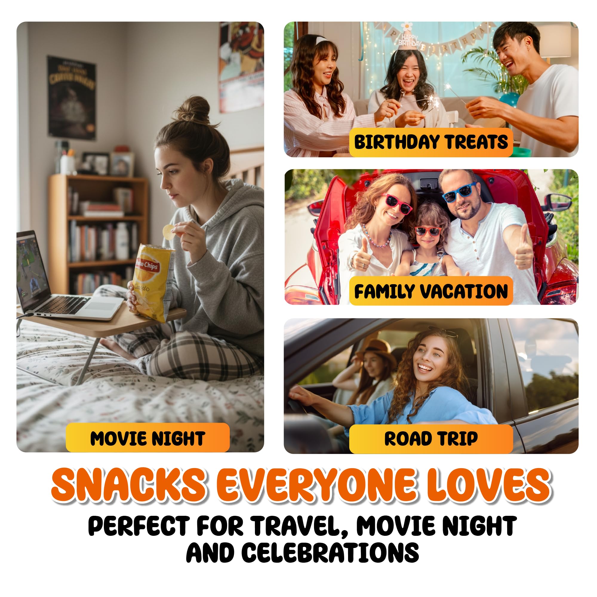 Snack Box Variety Pack (150 Count) - Bulk Snacks Variety Pack for Adults, Kids and Teens - Chips, Cookies and Bars - Care Package for College